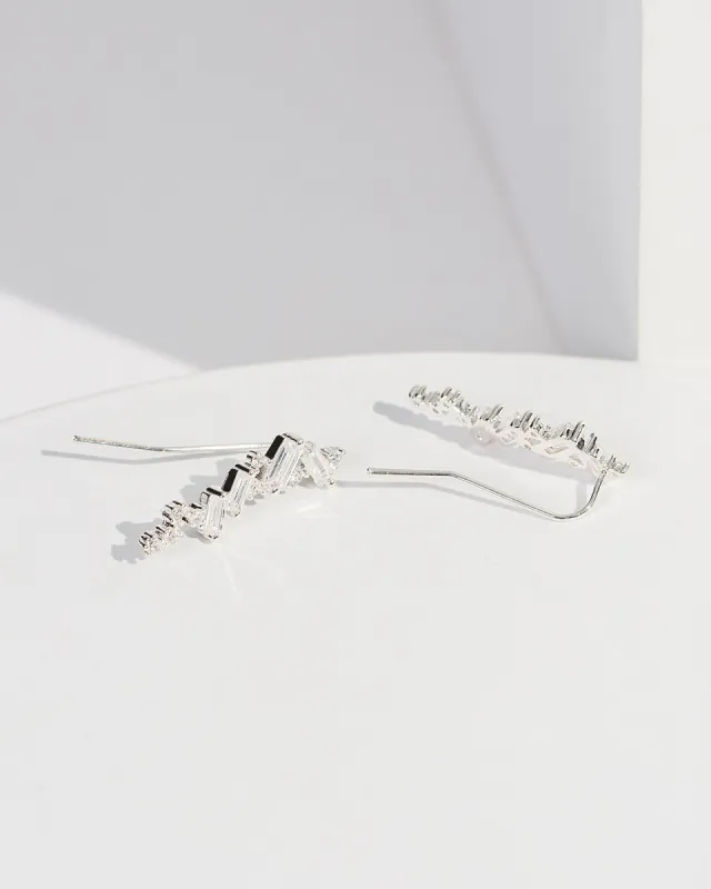 Silver Cubic Zirconia Multi Cluster Stud Earrings sold by Collete Hayman