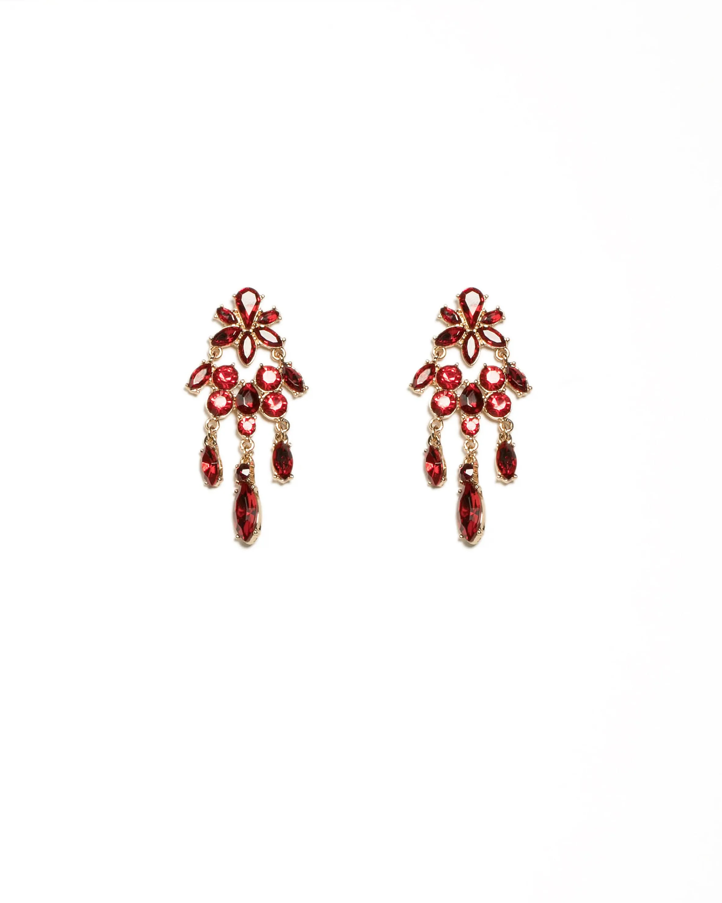 Red Gold Tone Multi Stone Drop Earrings sold by Collete Hayman