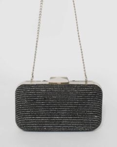 Black And Silver Juno Hardcase Clutch Bag sold by Collete Hayman