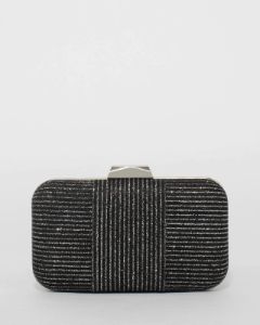 Black And Silver Juno Hardcase Clutch Bag sold by Collete Hayman