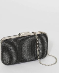 Black And Silver Juno Hardcase Clutch Bag sold by Collete Hayman
