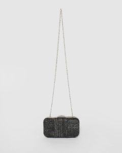 Black And Silver Juno Hardcase Clutch Bag sold by Collete Hayman