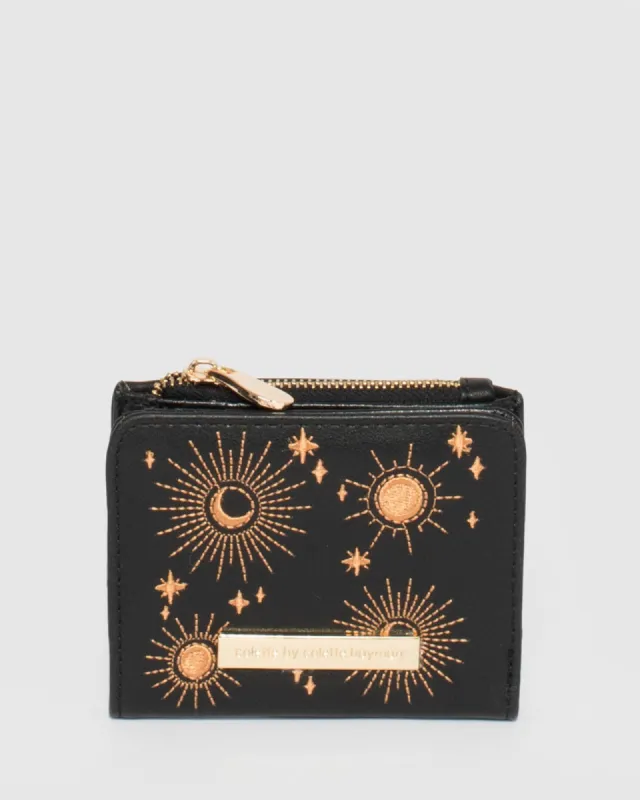 Black Embroidered Han Mini Wallet sold by Collete Hayman