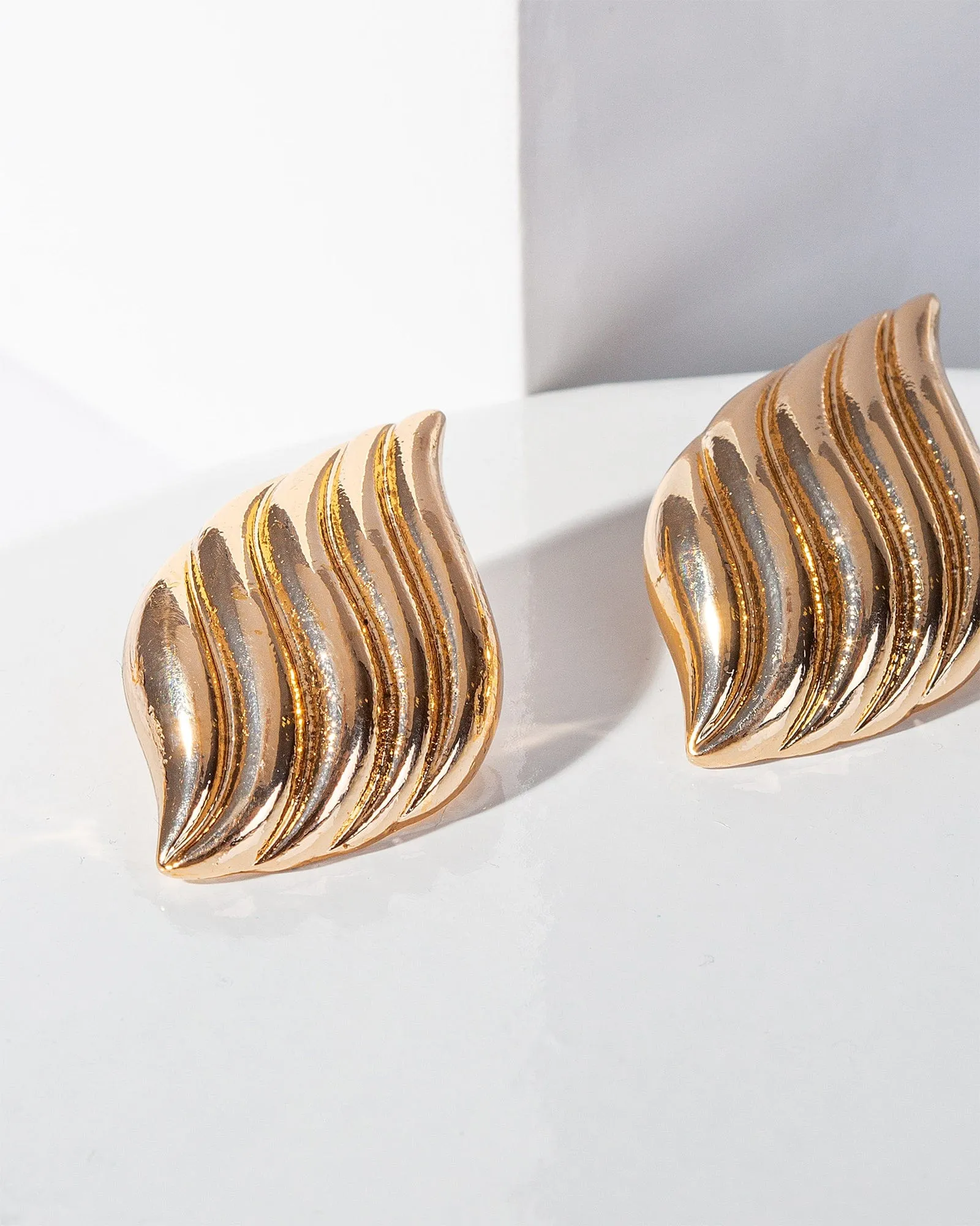 Gold Wavy Stud Earrings sold by Collete Hayman