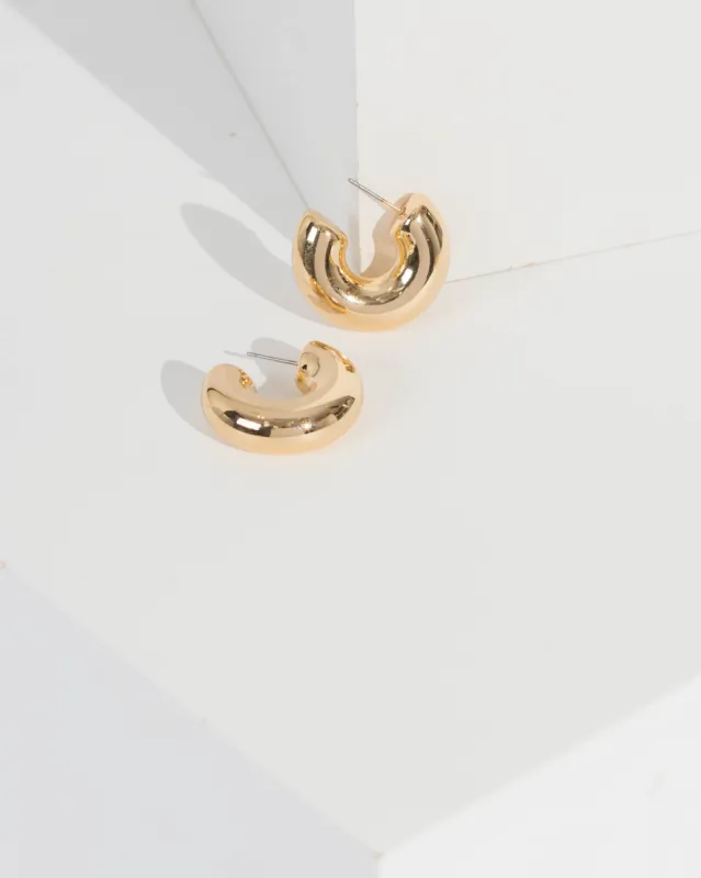 Gold Thick Midi Hoop Earrings sold by Collete Hayman