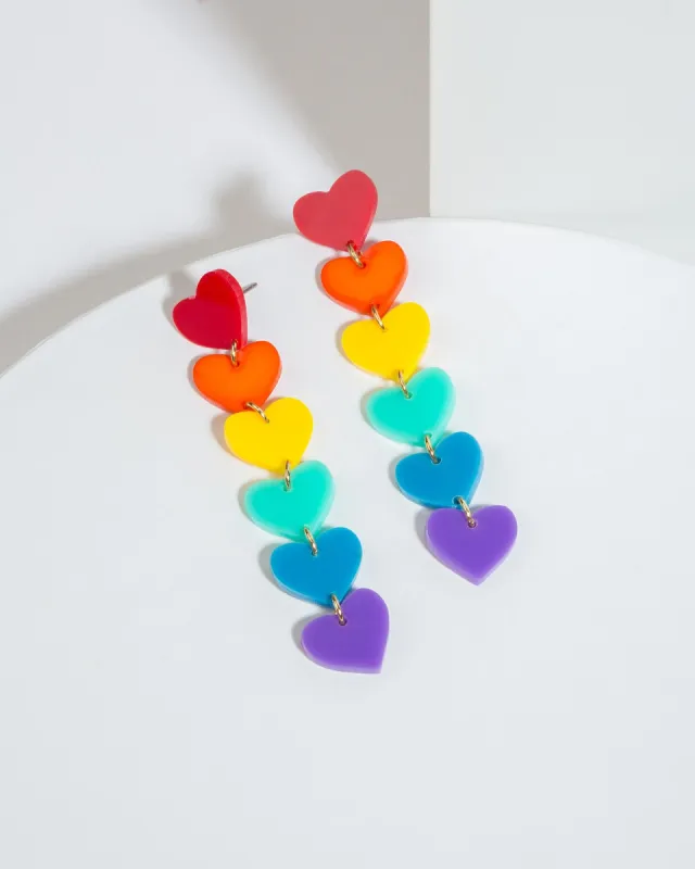 Multi Colour Heart Drop Earrings sold by Collete Hayman