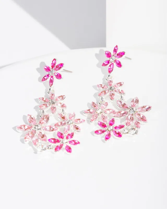 Pink Crystal Flowers Earrings sold by Collete Hayman