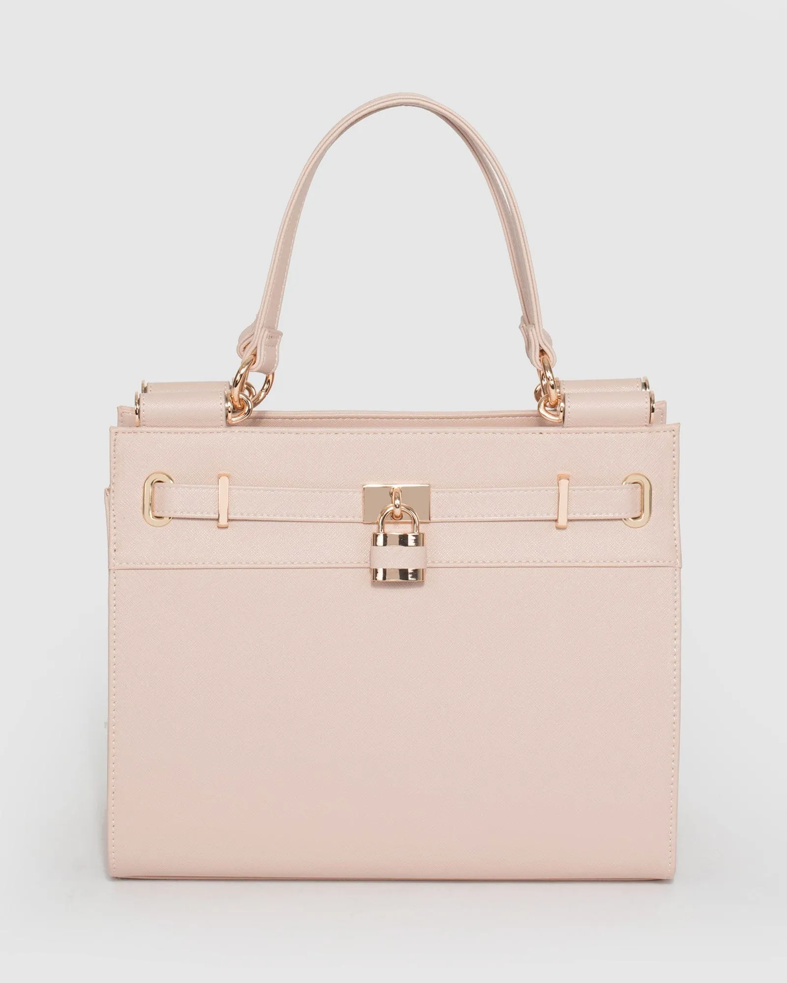 Pink Stephanie Square Lock Tote Bag sold by Collete Hayman