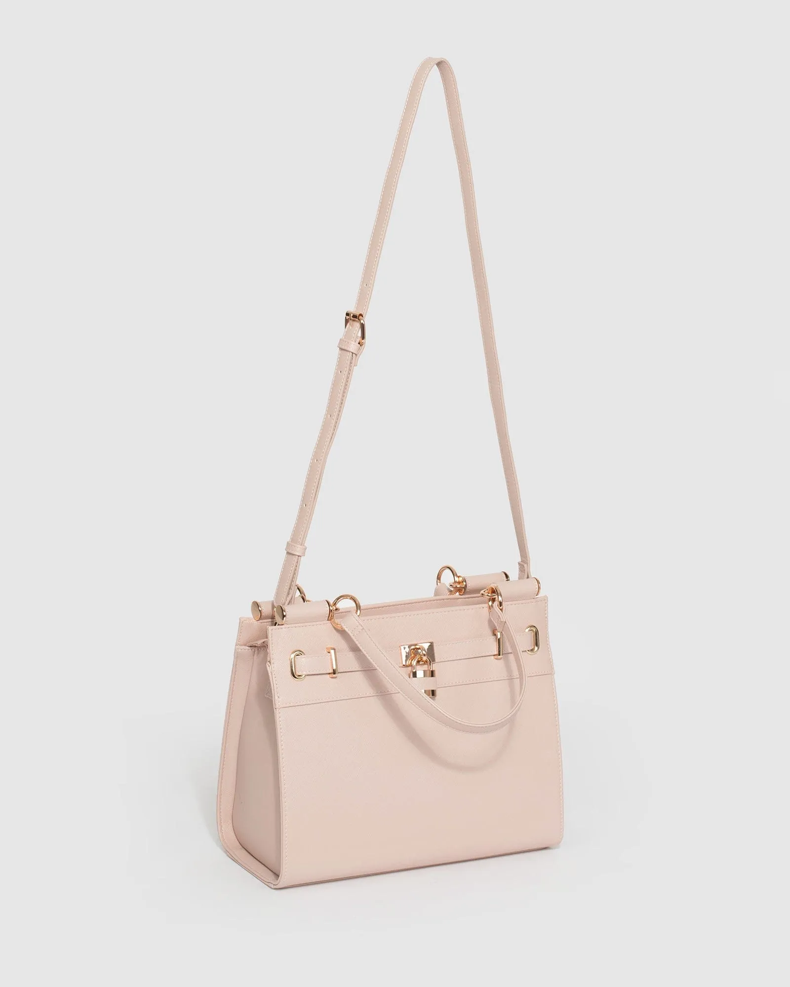 Pink Stephanie Square Lock Tote Bag sold by Collete Hayman product image thumbnail 4