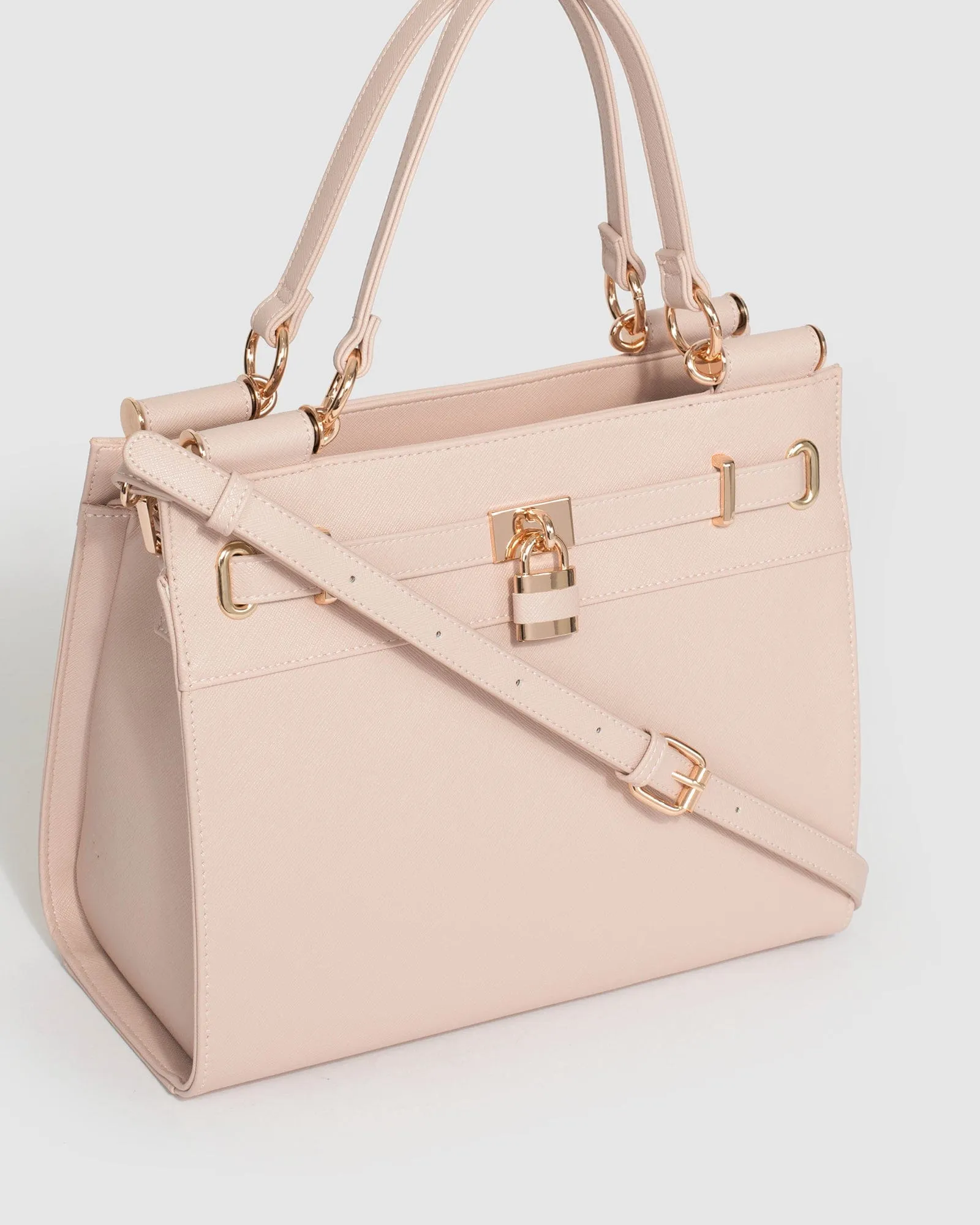 Pink Stephanie Square Lock Tote Bag sold by Collete Hayman product image thumbnail 3