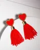 Red Beaded Love Heart Earrings sold by Collete Hayman