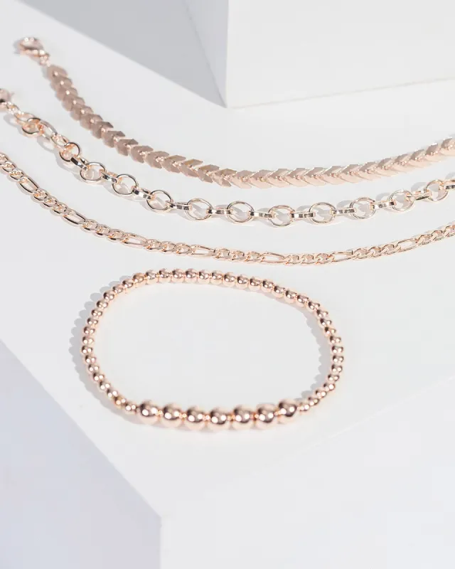 Rose Gold Multi Chain Bracelet Pack sold by Collete Hayman