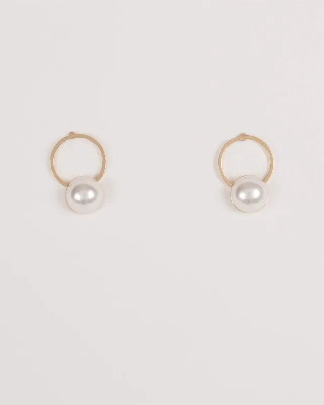 Gold Pearl Bead Drop with Hoop Earrings sold by Collete Hayman