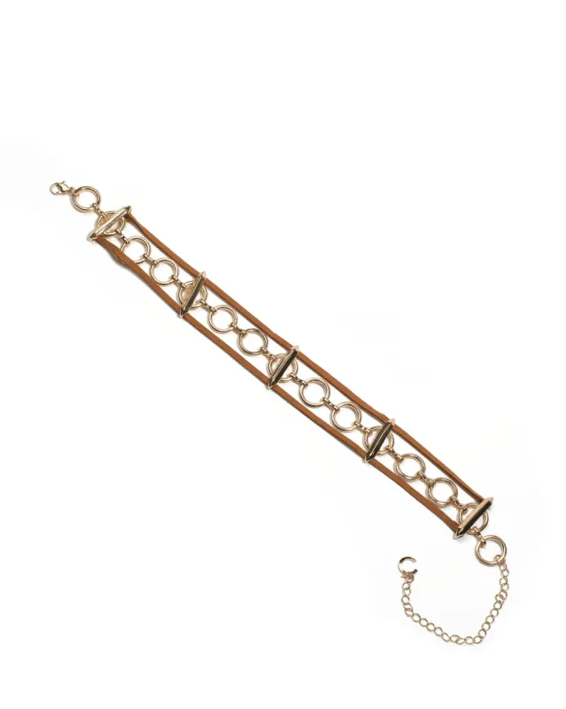 Brown Gold Tone Chain Link Choker Necklace sold by Collete Hayman