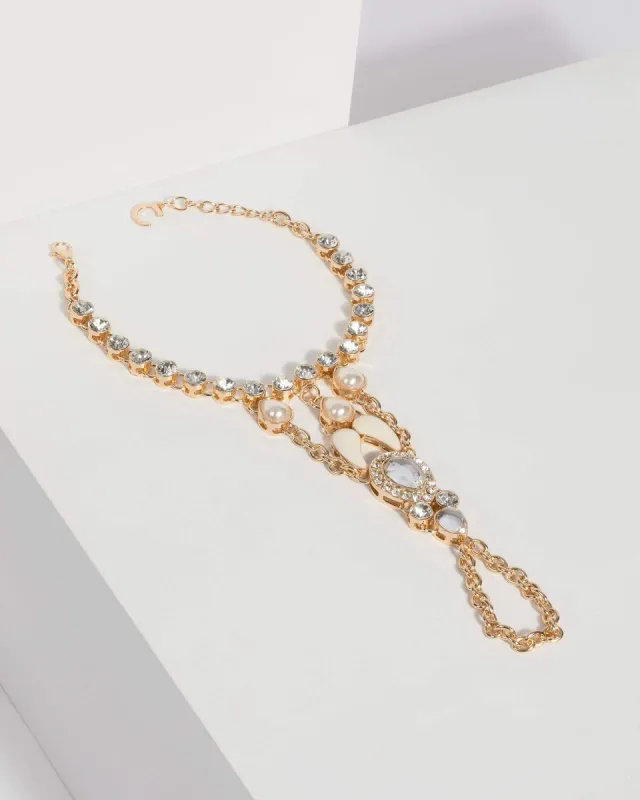 Gold Crystal Chain Hand Bracelet sold by Collete Hayman
