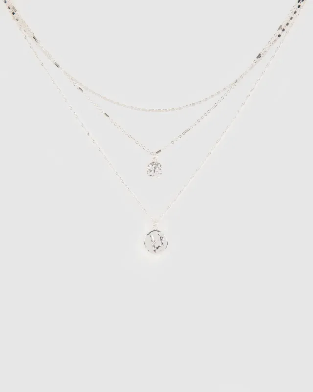 Silver Textured Pendant 3pk Multi Necklace sold by Collete Hayman