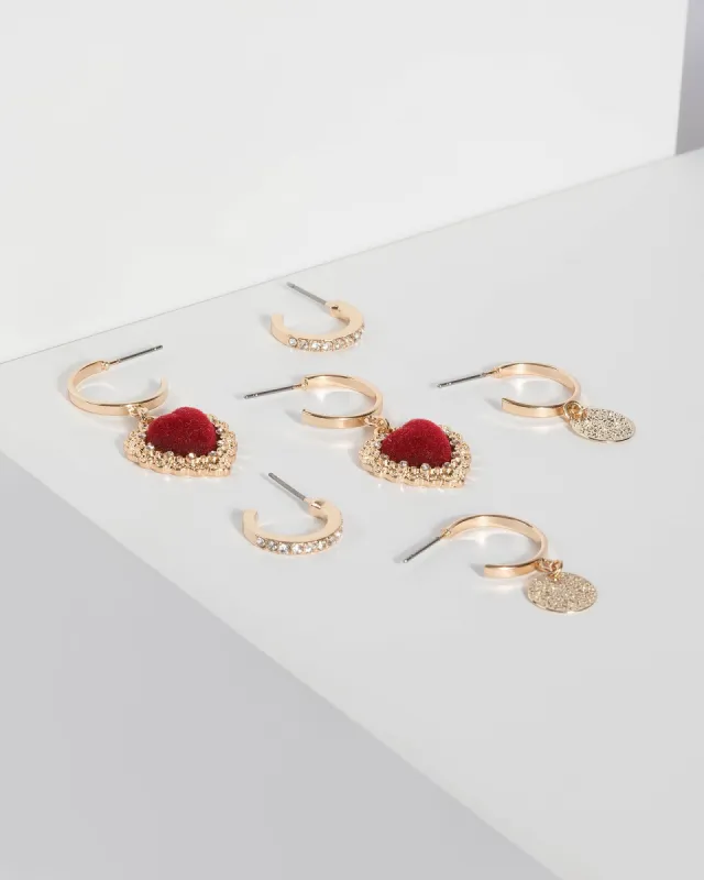 Gold Heart Hoop Earring Set sold by Collete Hayman