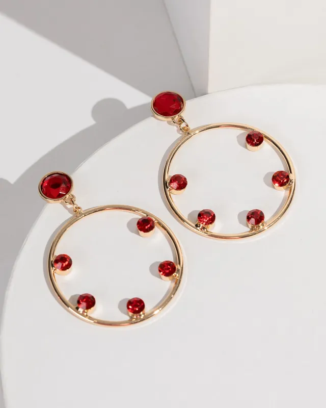 Red Crystal Halo Drop Earrings sold by Collete Hayman