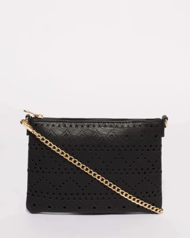 Black Punchout Crossbody Bag sold by Collete Hayman