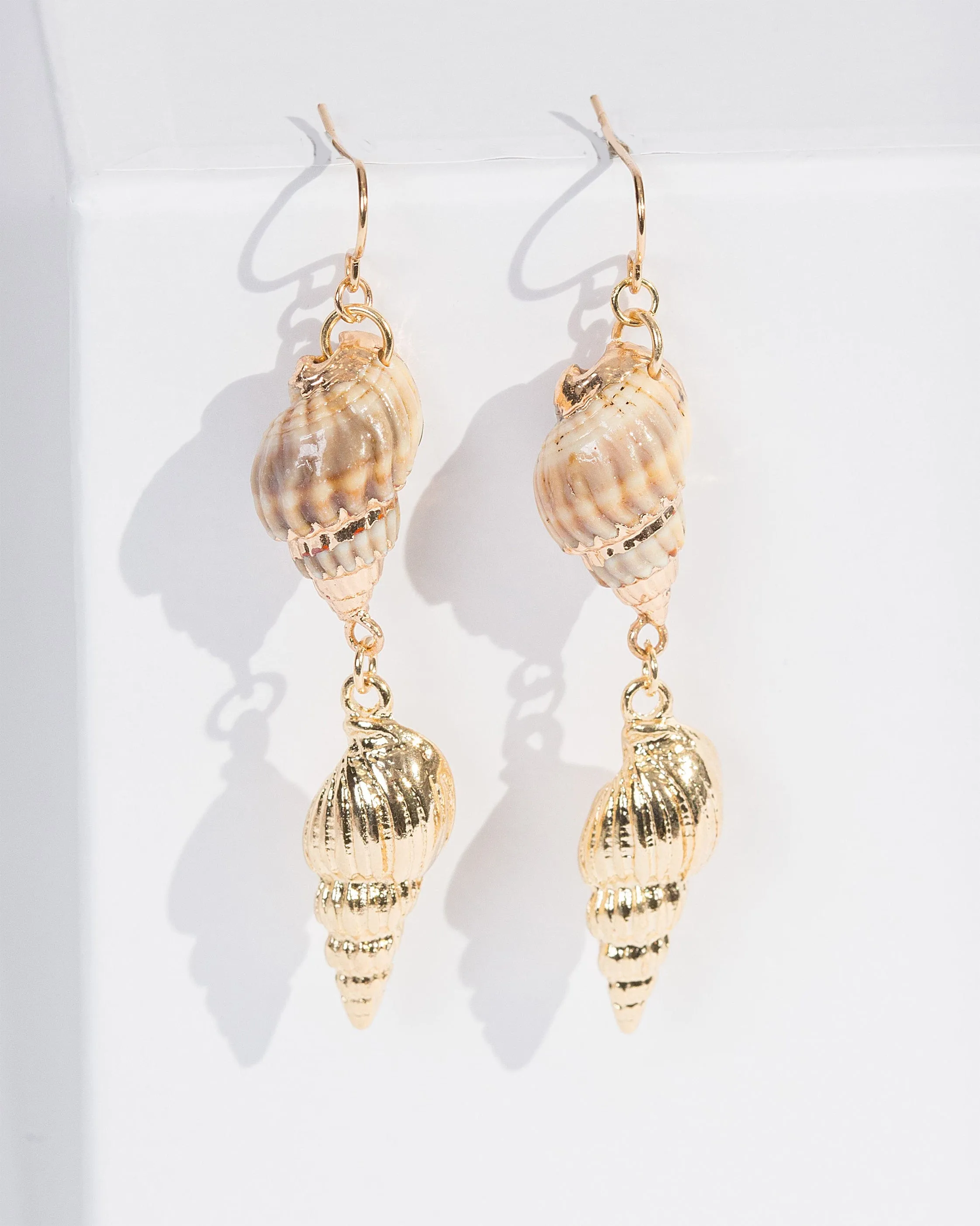 Gold Double Drop Shell Earrings sold by Collete Hayman
