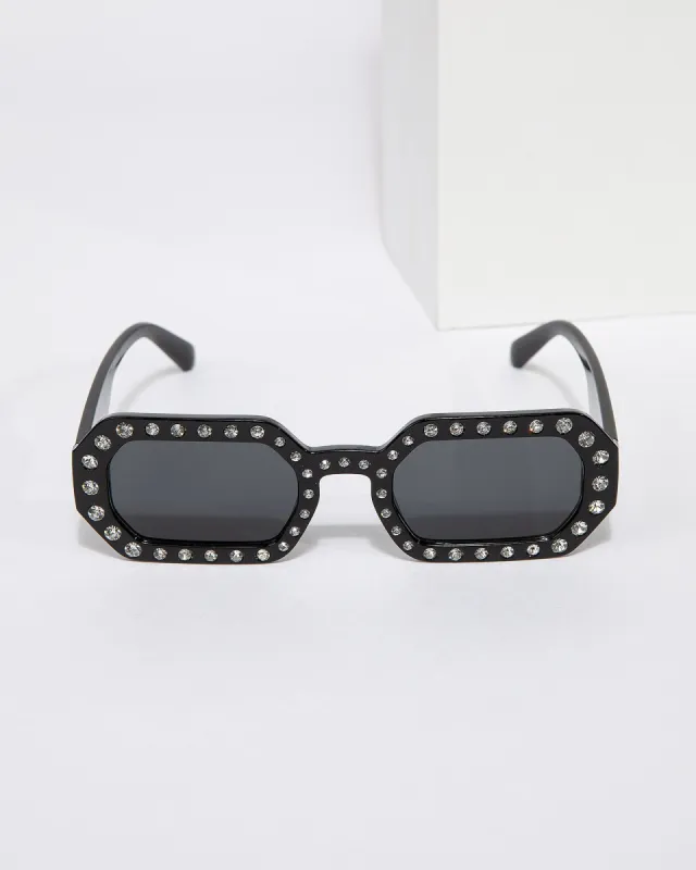 Black Hexagon Embellished Sunglasses sold by Collete Hayman