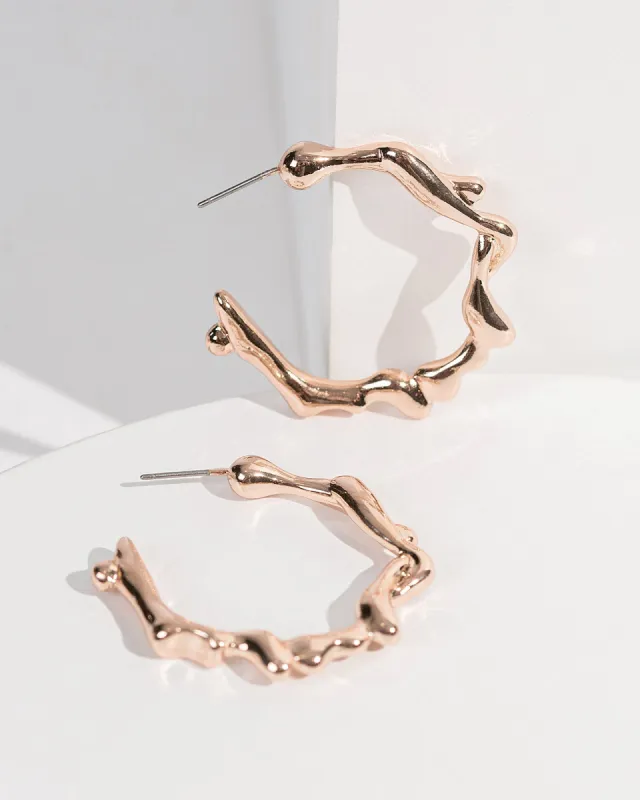 Rose Gold Twisted Thin Hoops Earrings sold by Collete Hayman