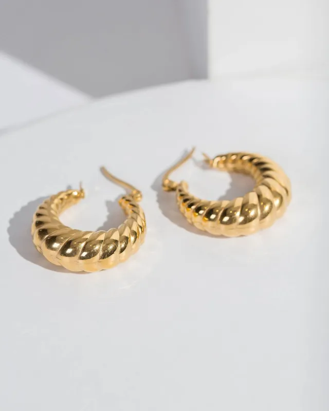 Gold Textured Hoop Earrings sold by Collete Hayman