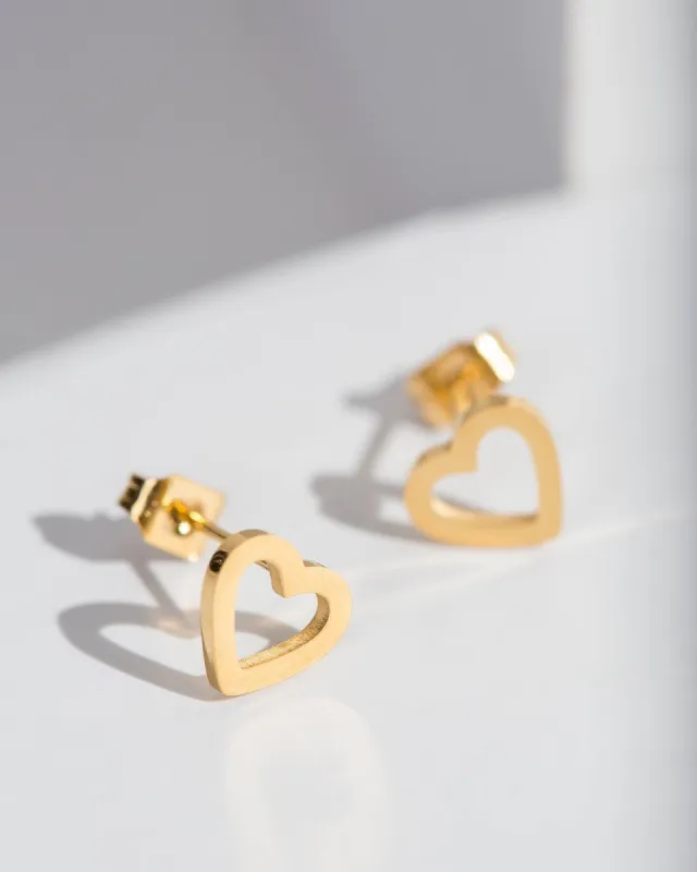 Gold Open Heart Stud Earrings sold by Collete Hayman