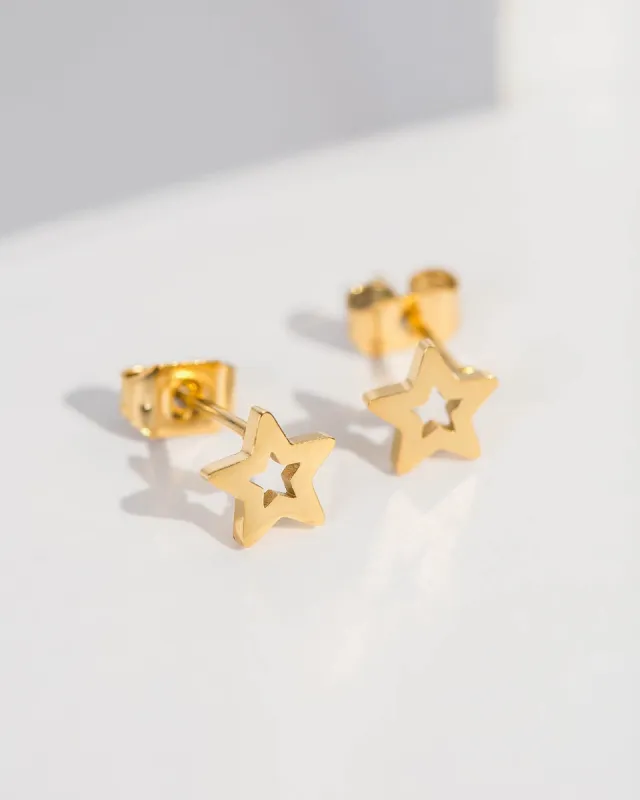 Gold Open Star Stud Earrings sold by Collete Hayman