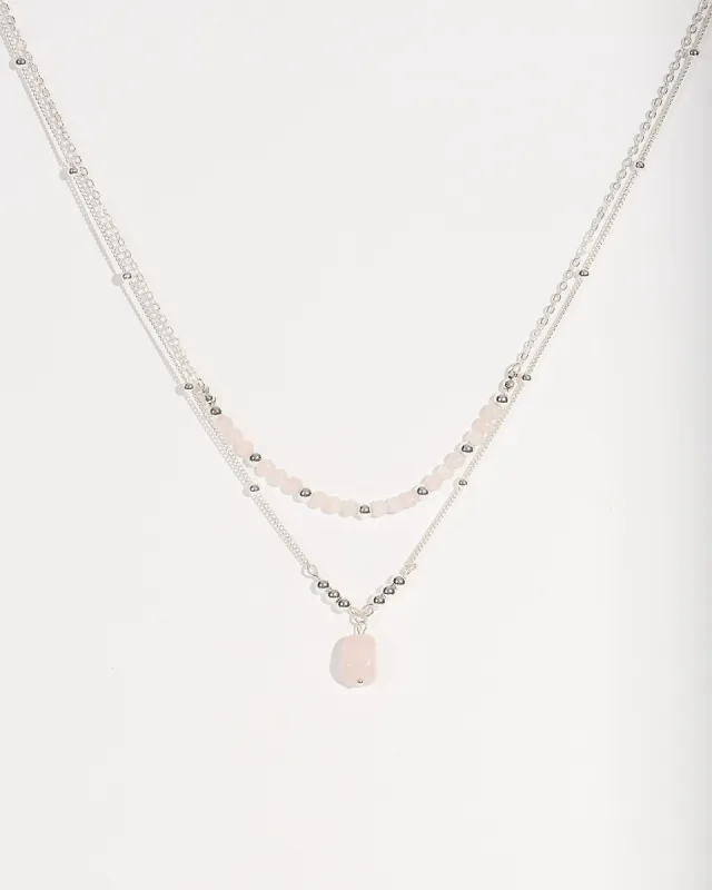 Pink Bead Layered Pendant Necklace sold by Collete Hayman