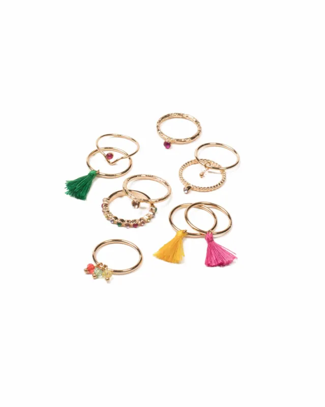 Multi Colour Gold Tone Fun Ring Pack - Large sold by Collete Hayman