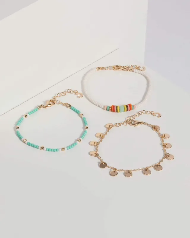 Green Beaded Fine Chain Bracelet Set sold by Collete Hayman