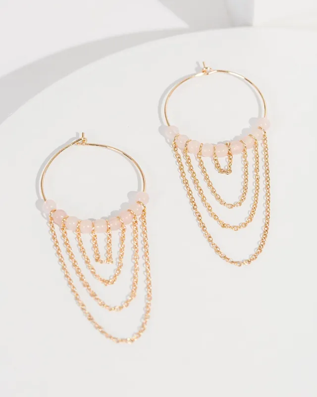 Pink Statement Chain Loop Hoop Earrings sold by Collete Hayman