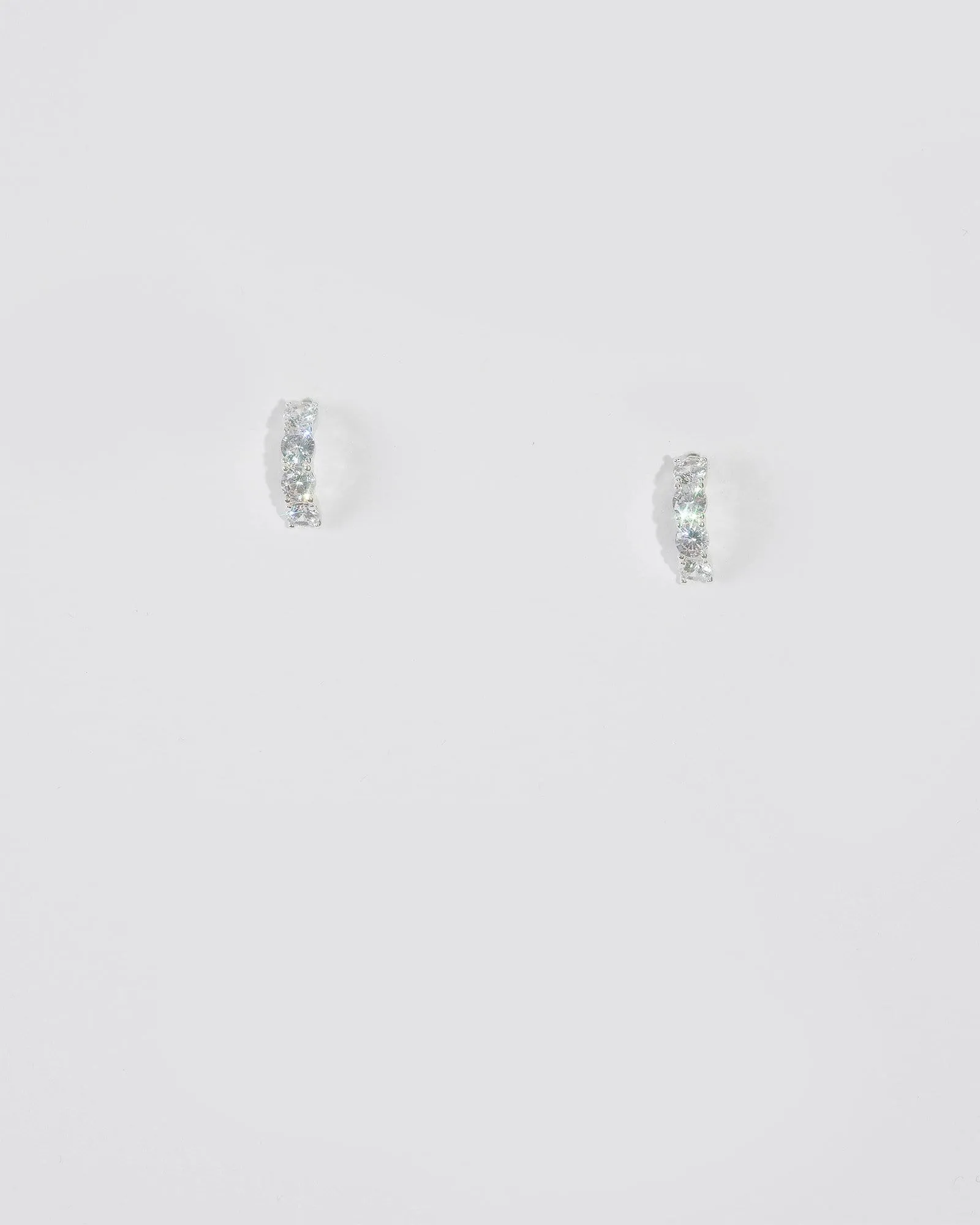 Silver Cubic Zirconia Half Hoop Earrings sold by Collete Hayman