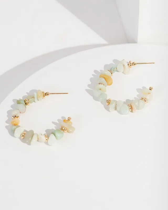 Green Beaded Hoop Earrings sold by Collete Hayman