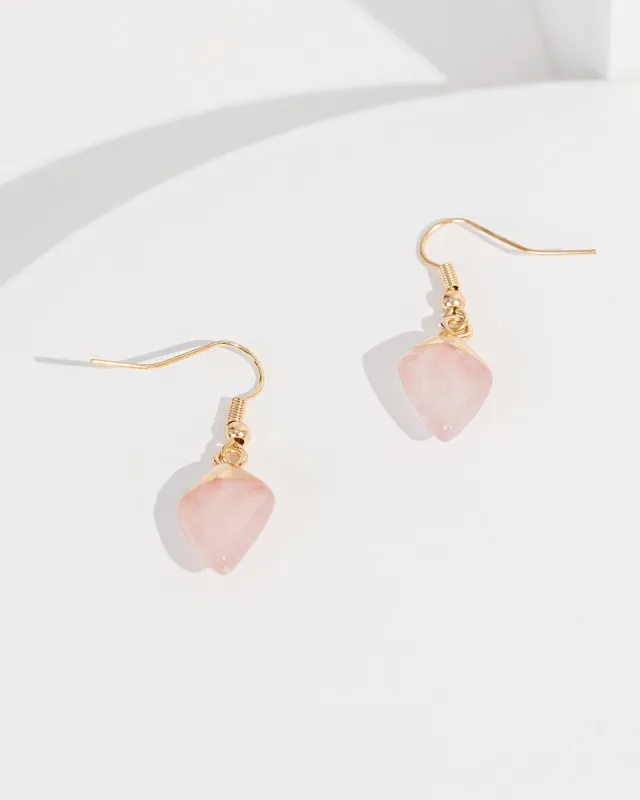 Pink Painted Crystal Drop Earrings sold by Collete Hayman
