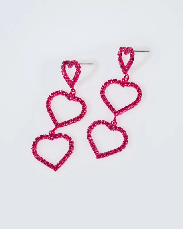 Burgundy Crystal Heart Drop Earrings sold by Collete Hayman