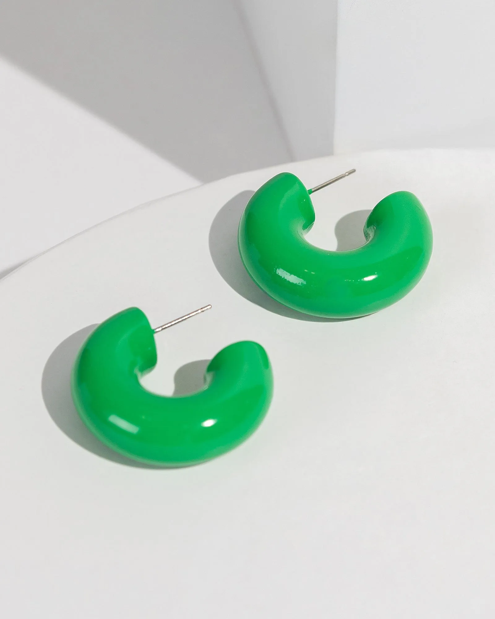 Green Acrylic Huggie Hoop Earrings sold by Collete Hayman product image thumbnail 2