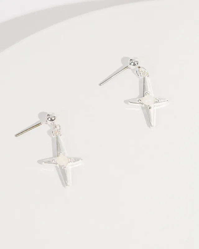 White Cross Drop Earrings sold by Collete Hayman