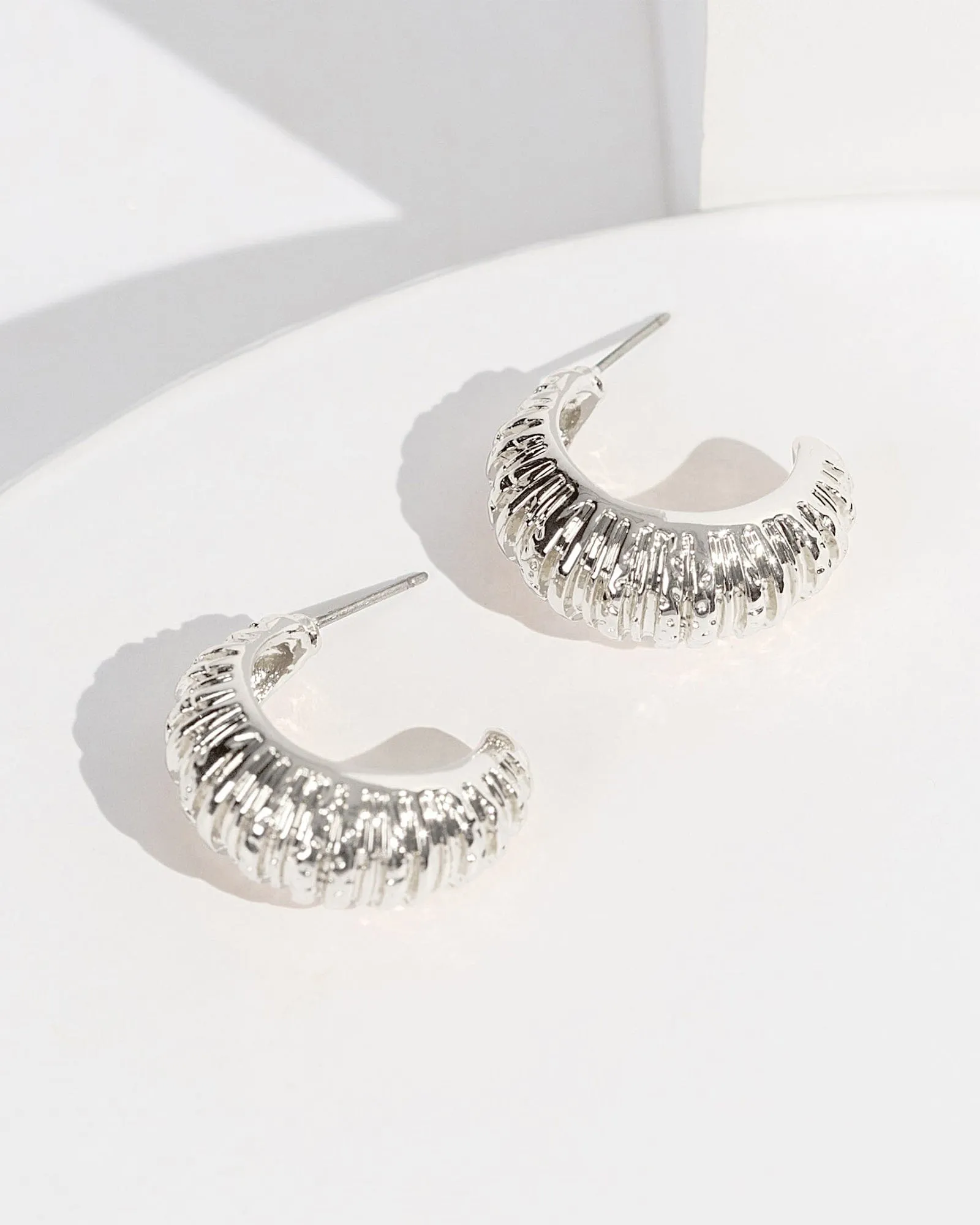 Silver Textured Hoop Earrings sold by Collete Hayman product image thumbnail 2