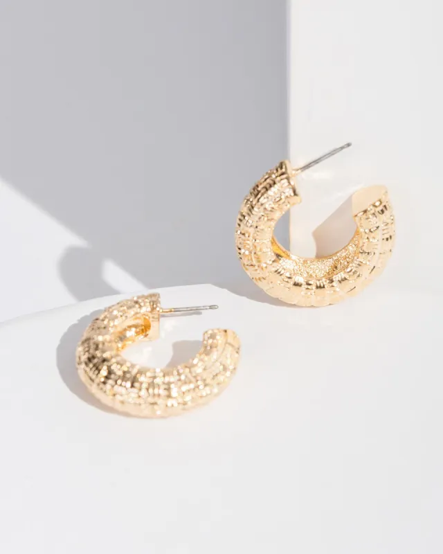 Gold Textured Hoop Earrings sold by Collete Hayman