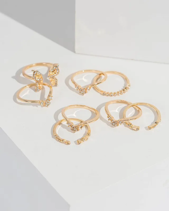 Gold Crystal Multi Pack Butterfly Ring Pack sold by Collete Hayman