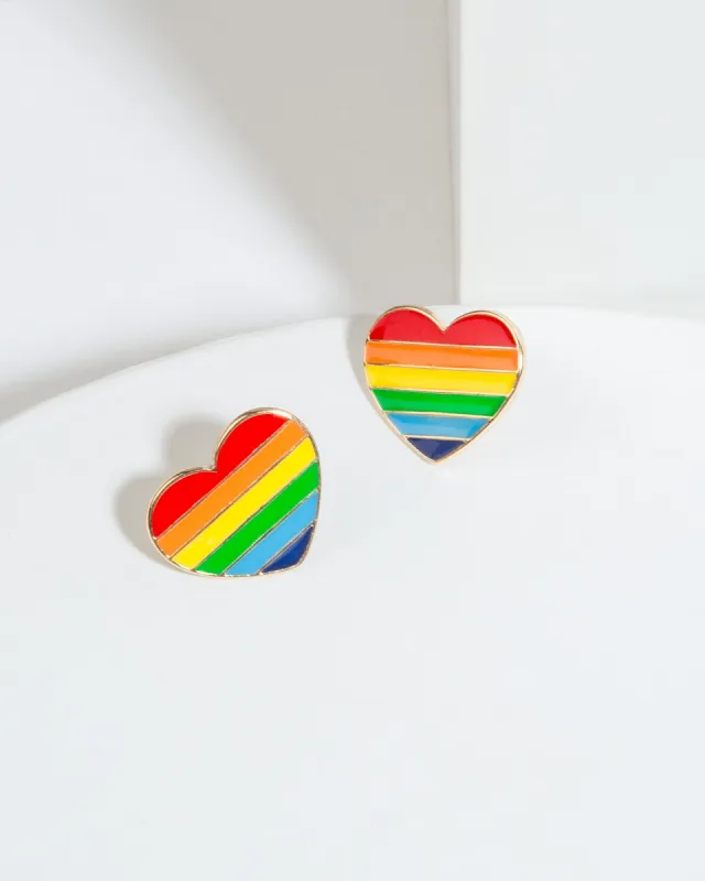 Rainbow Love Heart Stud Earrings sold by Collete Hayman