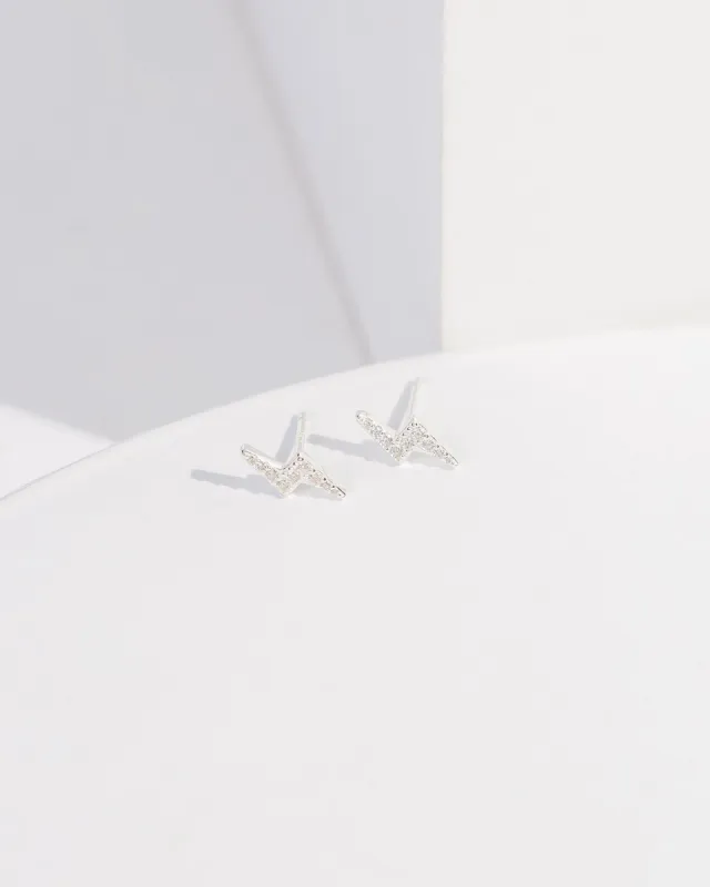 Silver Crystal Lightening Bolt Earrings sold by Collete Hayman