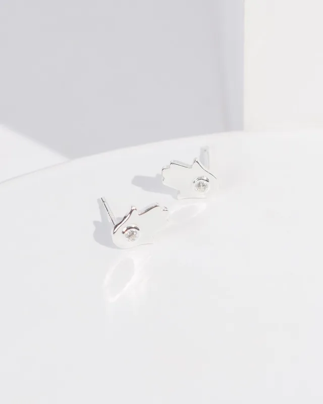 Silver Crystal Hamsa Stud Earrings sold by Collete Hayman