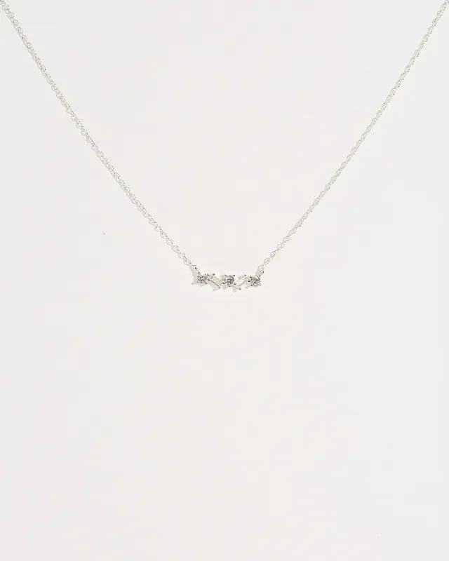 Silver Crystal Cluster Bar Necklace sold by Collete Hayman