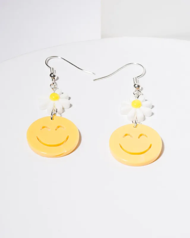 Yellow Smiley Daisy Hook Drop Earrings sold by Collete Hayman