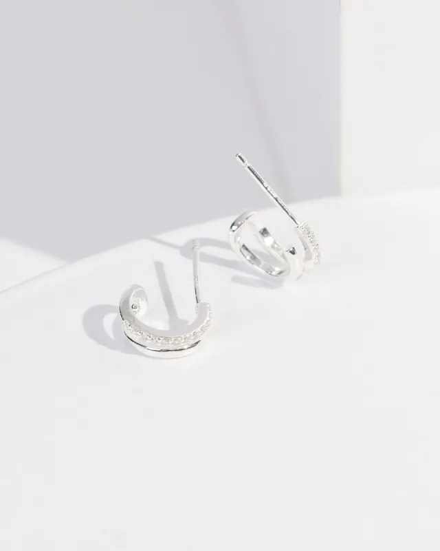 Silver Crystal Double Hoop Earrings sold by Collete Hayman
