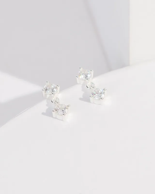 Silver Double Crystal Stud Earrings sold by Collete Hayman