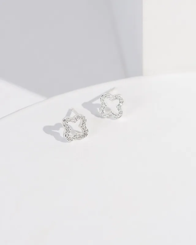 Silver Clover Crystal Stud Earrings sold by Collete Hayman